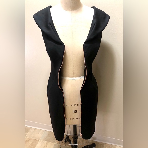 XSCAPE Midi Black Dress Off Shoulder. - Picture 3 of 4